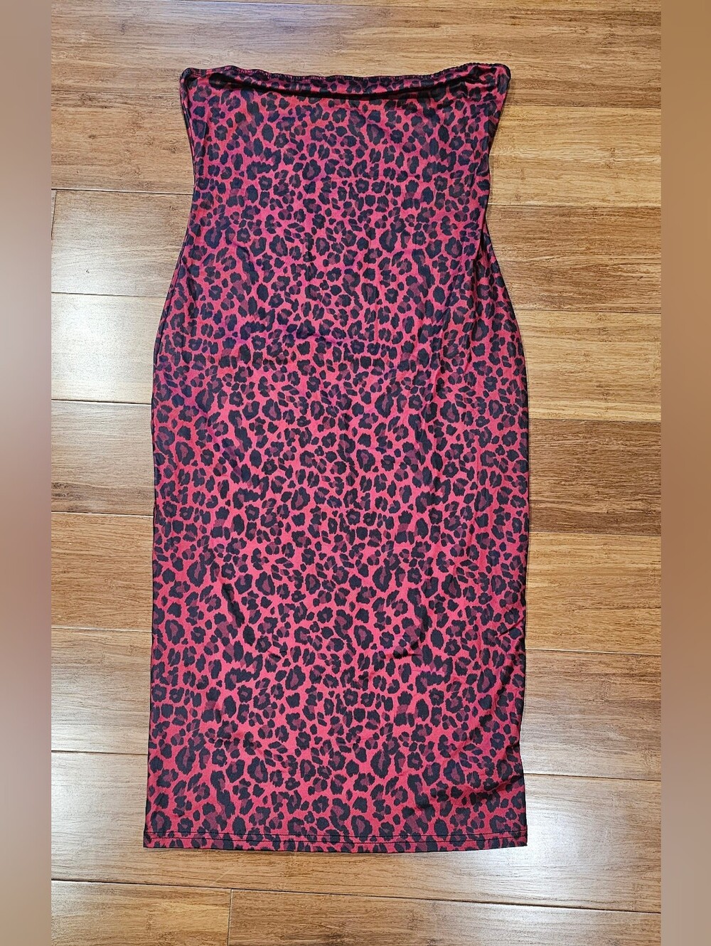 SHEIN Red & Black Leopard Print Pencil Skirt